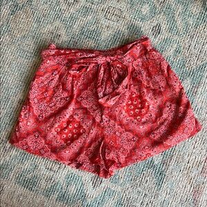 Anthropologie Red Paisley Women's Shorts